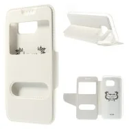 Cover Flip S-View Doppia Finestra in Ecopelle per Samsung Galaxy S6 G920 (Bianco)