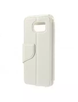 Cover Flip S-View Doppia Finestra in Ecopelle per Samsung Galaxy S6 G920 Bianco