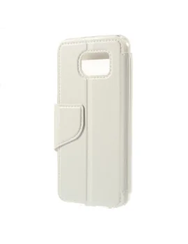 Cover Flip S-View Doppia Finestra in Ecopelle per Samsung Galaxy S6 G920 (Bianco)