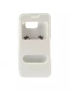 Cover Flip S-View Doppia Finestra in Ecopelle per Samsung Galaxy S6 G920 Bianco