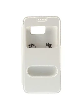 Cover Flip S-View Doppia Finestra in Ecopelle per Samsung Galaxy S6 G920 (Bianco)