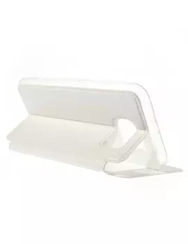Cover Flip S-View Doppia Finestra in Ecopelle per Samsung Galaxy S6 G920 Bianco