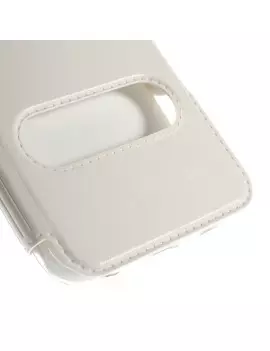 Cover Flip S-View Doppia Finestra in Ecopelle per Samsung Galaxy S6 G920 Bianco