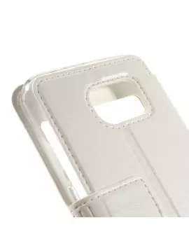 Cover Flip S-View Doppia Finestra in Ecopelle per Samsung Galaxy S6 G920 Bianco