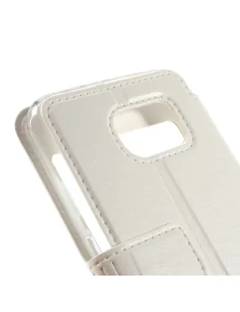 Cover Flip S-View Doppia Finestra in Ecopelle per Samsung Galaxy S6 G920 (Bianco)