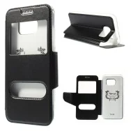 Cover Flip S-View Doppia Finestra in Ecopelle per Samsung Galaxy S6 G920 (Nero)