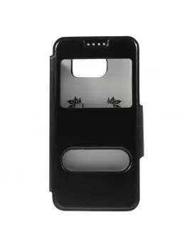 Cover Flip S-View Doppia Finestra in Ecopelle per Samsung Galaxy S6 G920 Nero