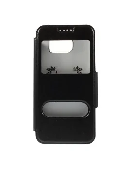 Cover Flip S-View Doppia Finestra in Ecopelle per Samsung Galaxy S6 G920 (Nero)
