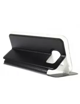 Cover Flip S-View Doppia Finestra in Ecopelle per Samsung Galaxy S6 G920 Nero