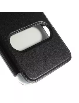 Cover Flip S-View Doppia Finestra in Ecopelle per Samsung Galaxy S6 G920 Nero