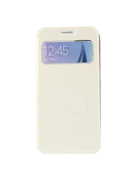 Cover Flip S-View Curve Line in Ecopelle per Samsung Galaxy S6 G920 (Bianco)