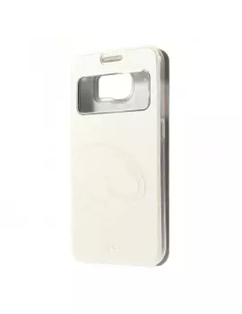 Cover Flip S-View Curve Line in Ecopelle per Samsung Galaxy S6 G920 Bianco