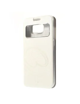 Cover Flip S-View Curve Line in Ecopelle per Samsung Galaxy S6 G920 (Bianco)