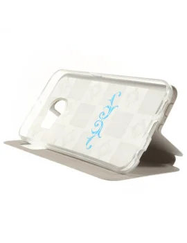 Cover Flip S-View Curve Line in Ecopelle per Samsung Galaxy S6 G920 (Bianco)