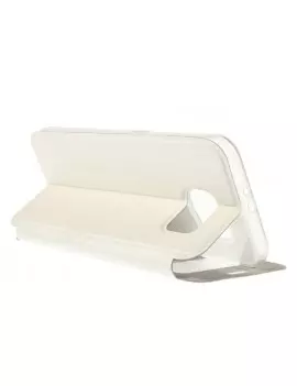 Cover Flip S-View Curve Line in Ecopelle per Samsung Galaxy S6 G920 Bianco