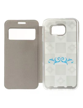 Cover Flip S-View Curve Line in Ecopelle per Samsung Galaxy S6 G920 (Bianco)