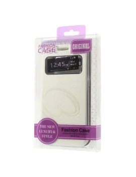 Cover Flip S-View Curve Line in Ecopelle per Samsung Galaxy S6 G920 (Bianco)