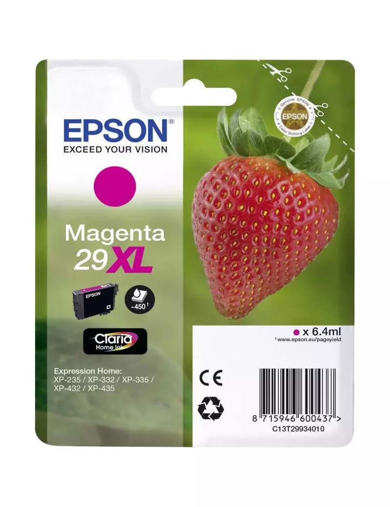 Cartuccia Originale Epson T299340 29XL (Magenta XL 450 pagine)