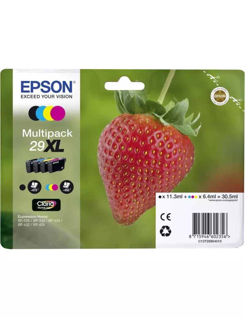 Multipack Cartucce Originali Epson T299640 29XL (Nero e Colori XL Conf. 4) Multipack Cartucce Originali Epson T299640 29XL (Nero e Colori XL Conf. 4)