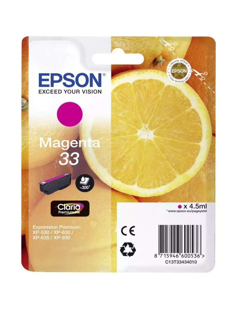 Cartuccia Originale Epson T334340 (Magenta 300 pagine) Cartuccia Originale Epson T334340 (Magenta 300 pagine)