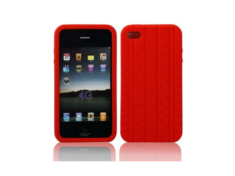 Cover in Silicone Pneumatico per iPhone 4 4S Rosso