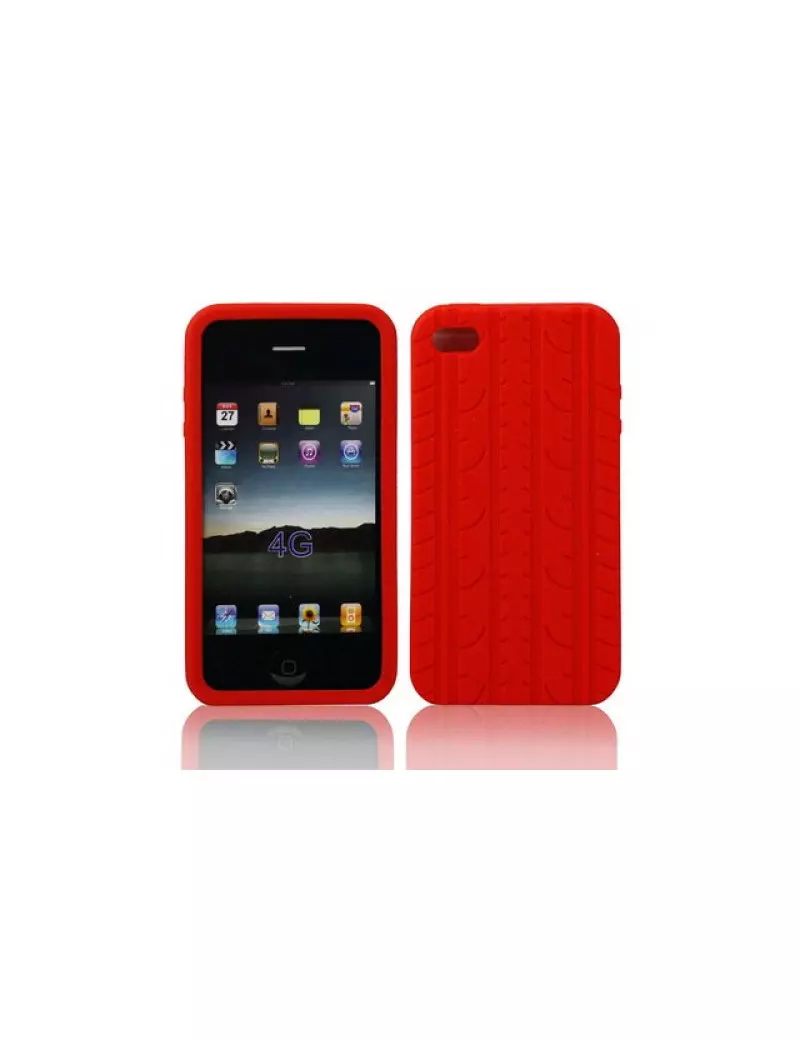 Cover in Silicone Pneumatico per iPhone 4 4S Rosso