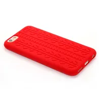 Cover Silicone Pneumatico per Apple iPhone 4 4S (Rosso)