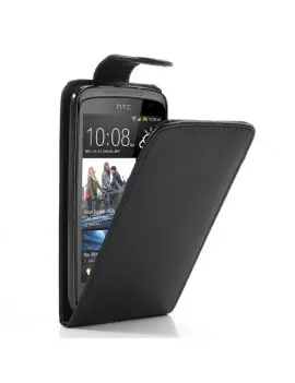Cover Flip Verticale in Ecopelle per HTC Desire 500 506E Nero