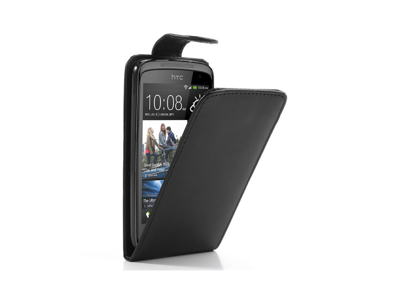 Cover Flip Verticale in Ecopelle per HTC Desire 500 506E Nero