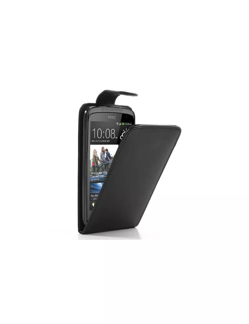 Cover Flip Verticale in Ecopelle per HTC Desire 500 506E Nero