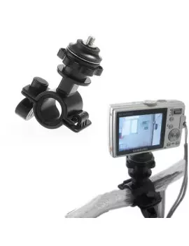 Supporto Sostegno Manubrio Bici Moto per Fotocamera e Videocamera (Nero)