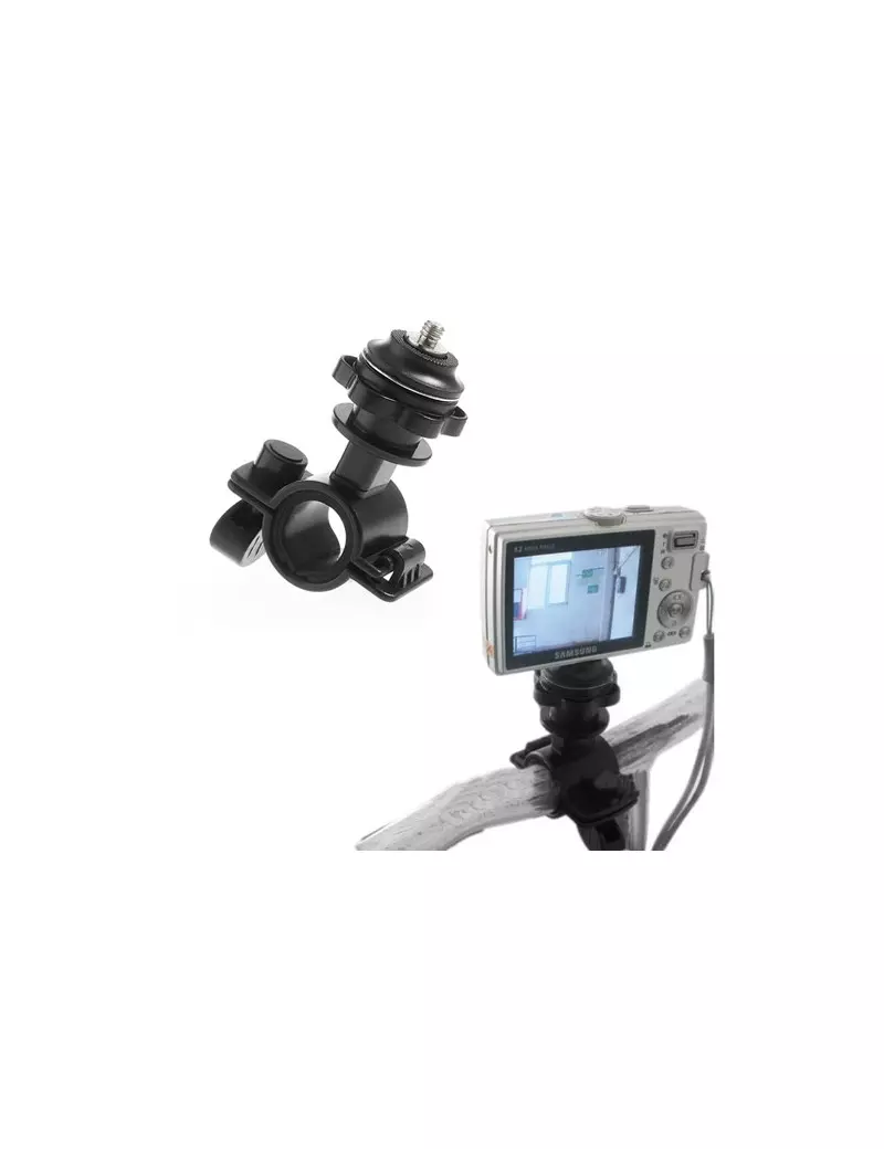 Supporto Sostegno Manubrio Bici Moto per Fotocamera e Videocamera (Nero)