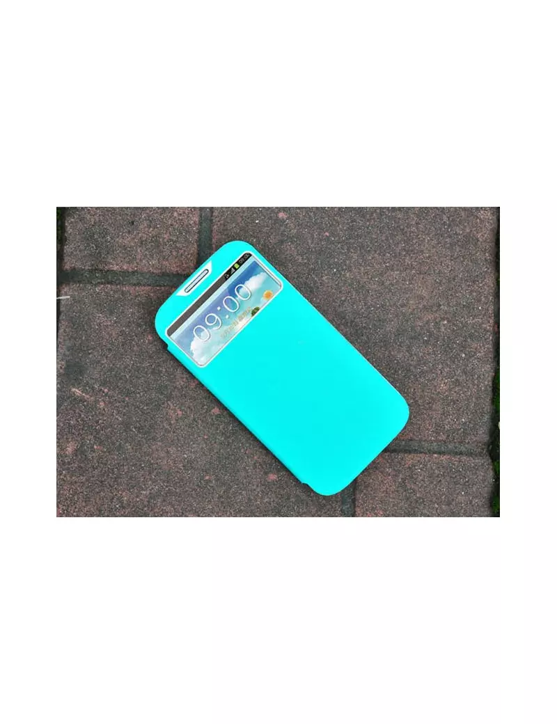 Cover Copribatteria Flip a Portafoglio S-View per Samsung Galaxy S4 i9500 Azzurro 6953156218444