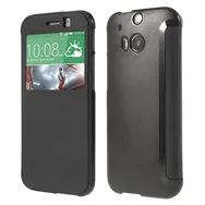 Cover Flip a Portafoglio S-View per HTC One M8 (Nero)
