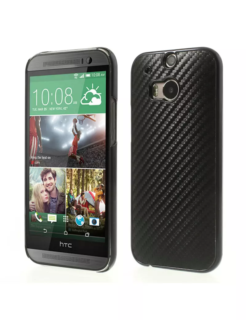 Cover Rigida Carbon Look per HTC One M8 (Nero)