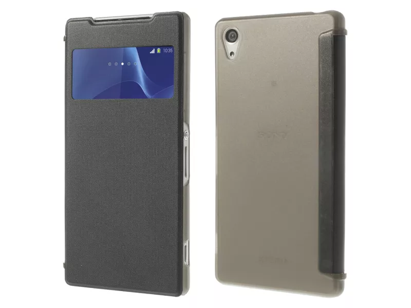 Cover Flip a Portafoglio S-View in Ecopelle per Sony Xperia Z2 L50W (Grigio)