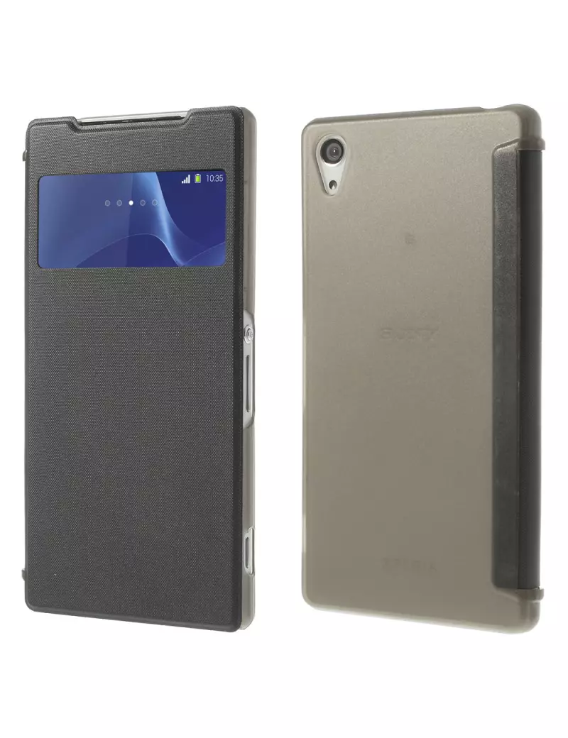 Cover Flip a Portafoglio S-View in Ecopelle per Sony Xperia Z2 L50W (Grigio)