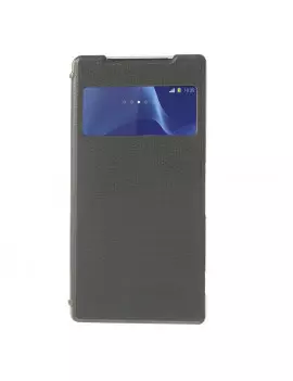 Cover Flip a Portafoglio S-View in Ecopelle per Sony Xperia Z2 L50W (Grigio)
