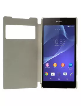 Cover Flip a Portafoglio S-View in Ecopelle per Sony Xperia Z2 L50W (Grigio)