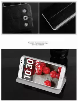 Cover Flip a Portafoglio in Ecopelle per LG Optimus G Pro E985 E980 F240K (Nero)