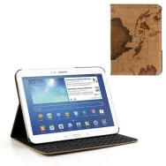Custodia Pieghevole in Ecopelle Stampa Mondo per Samsung Galaxy Tab 3 101 5712579078032