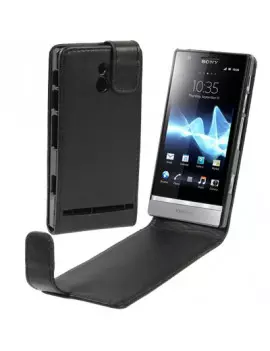 Cover Flip Magnetica in Ecopelle per Sony Xperia P LT22i (Nero)