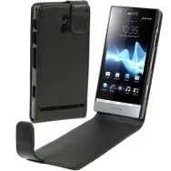 Cover Flip Magnetica in Ecopelle per Sony Xperia P LT22i (Nero)
