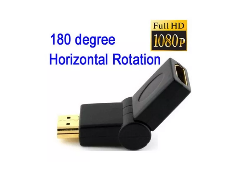 Adattatore HDMI 180° Maschio/Femmina 19 Pin (Placcato Oro)