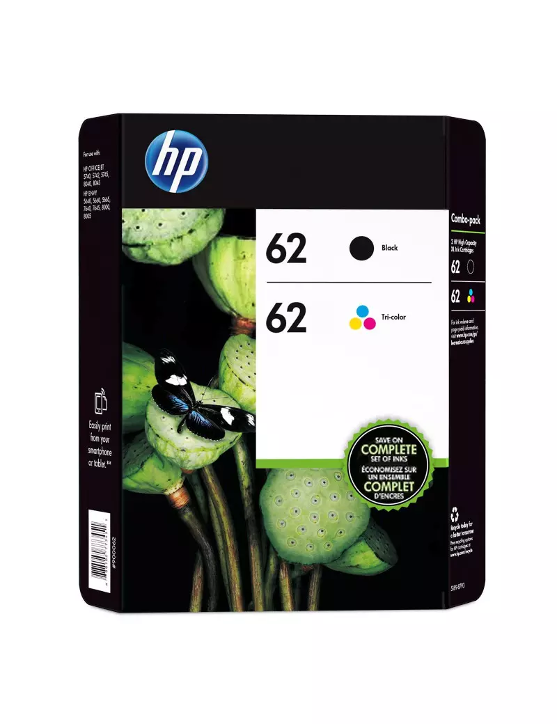 Multipack Cartucce Originali HP N9J71AE 62 (Nero e Colori Conf. 2)
