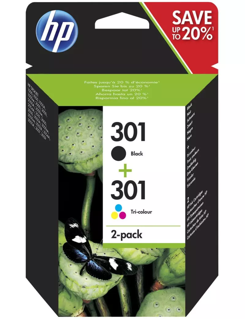 Multipack Cartucce Originali HP N9J72AE 301 (Nero e Colori Conf. 2) Multipack Cartucce Originali HP N9J72AE 301 (Nero e Colori Conf. 2)