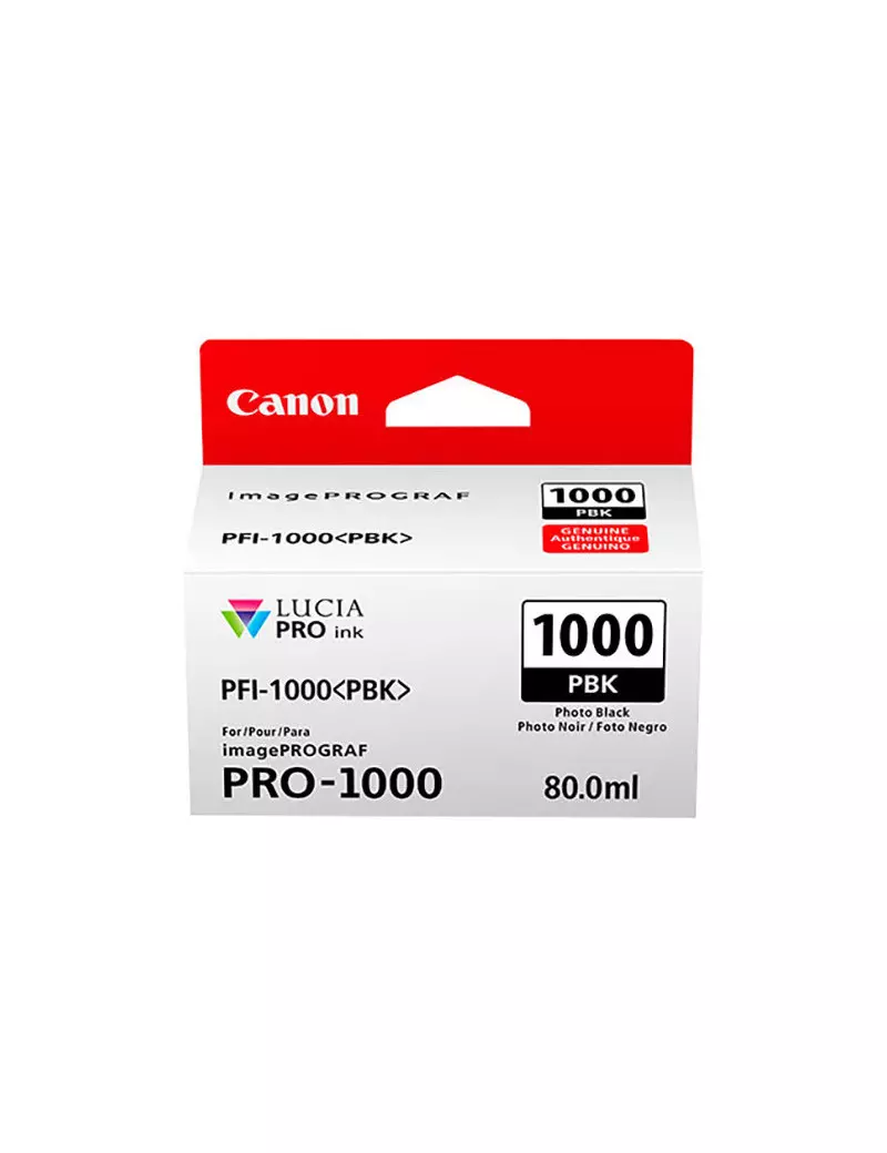 Cartuccia Originale Canon PFI-1000pbk 0546C001 (Nero Foto 80 ml) Cartuccia Originale Canon PFI-1000pbk 0546C001 (Nero Foto 80 ml)