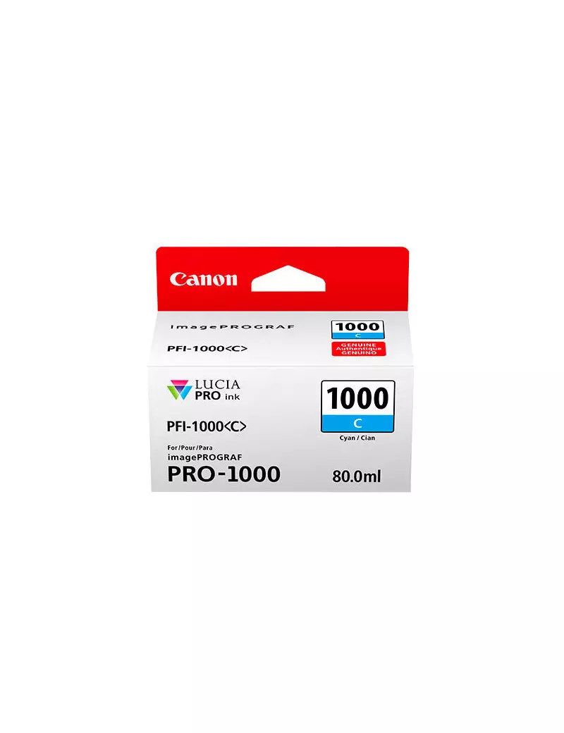 Cartuccia Originale Canon PFI-1000c 0547C001 (Ciano 80 ml) Cartuccia Originale Canon PFI-1000c 0547C001 (Ciano 80 ml)
