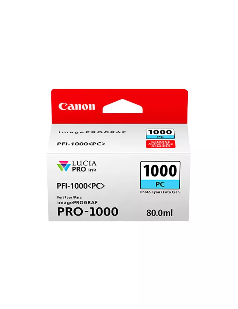 Cartuccia Originale Canon PFI-1000pc 0550C001 (Ciano Foto 80 ml) Cartuccia Originale Canon PFI-1000pc 0550C001 (Ciano Foto 80 ml)