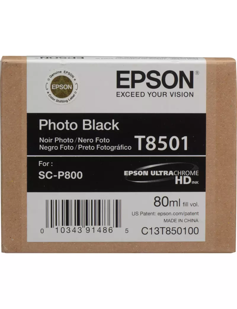 Cartuccia Originale Epson T850100 (Nero Foto 80 ml)